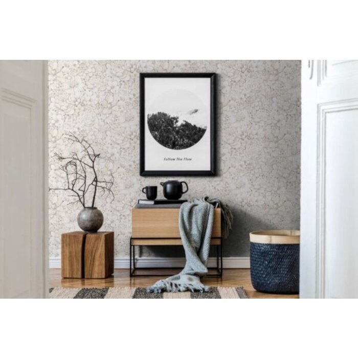 Behang met ton-sur-ton grote bloemenprint 33951