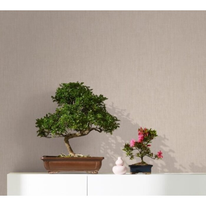 Behang met linnen look 33327