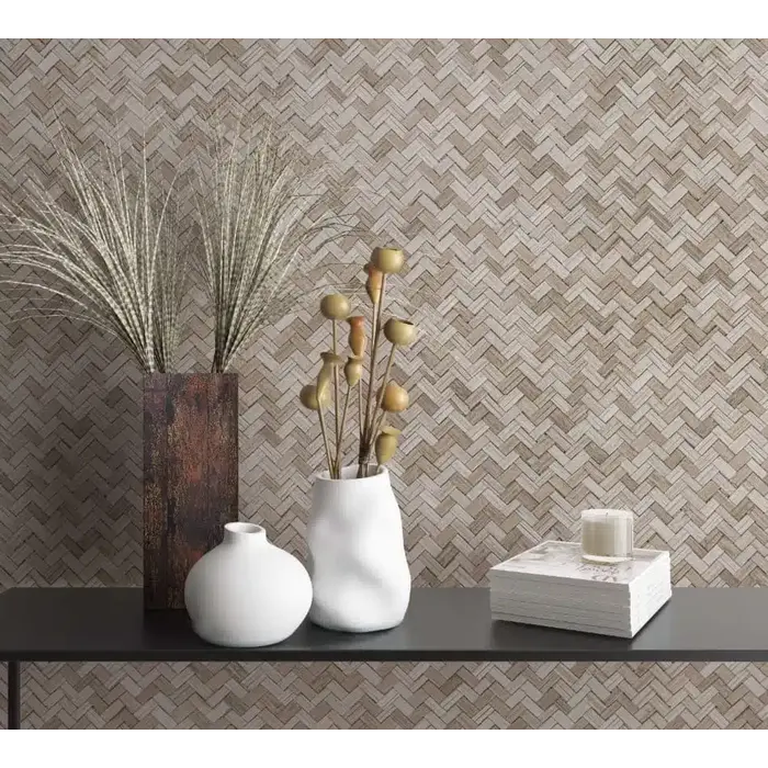 Behang met rotan vlechtwerk 33309