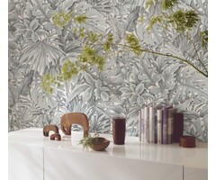 Behang met grote bladeren 33306