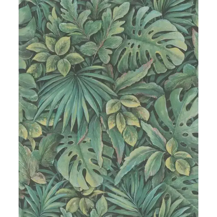 Behang met grote bladeren 33304