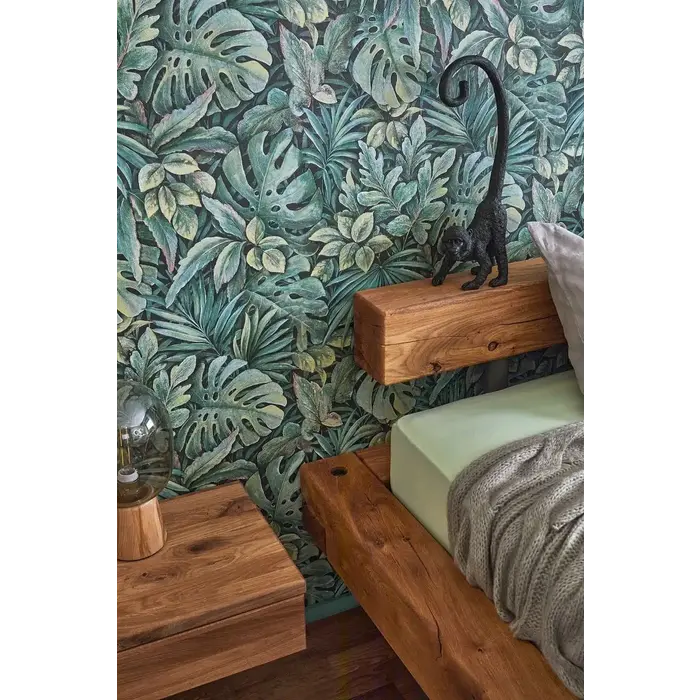 Behang met grote bladeren 33304