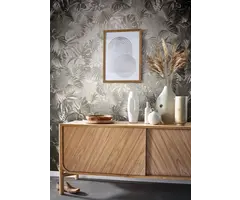 Behang met grote bladeren in goud 33303