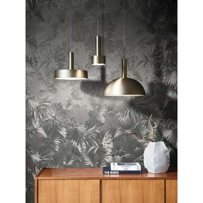 Behang met grote bladeren in metallic goud-chrome 33302