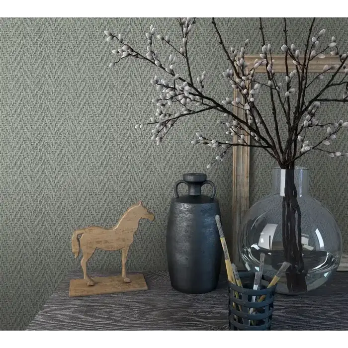 Behang met grove vissengraat print 59304