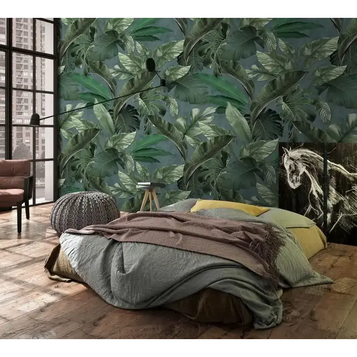 Fotobehang met grote bladeren en monstera print 34199