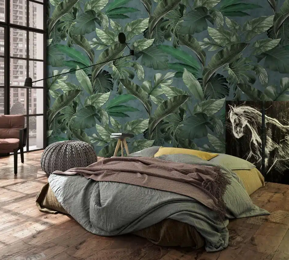 Fotobehang met grote bladeren en monstera print 34199