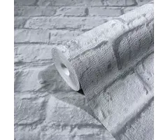 Behang met bakstenen print 34167