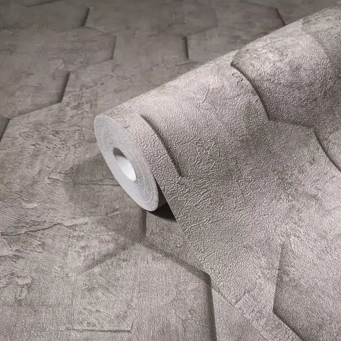 Behang met 3D hexagon print 34162