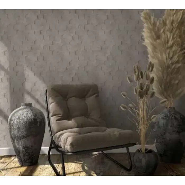 Behang met 3D hexagon print 34162