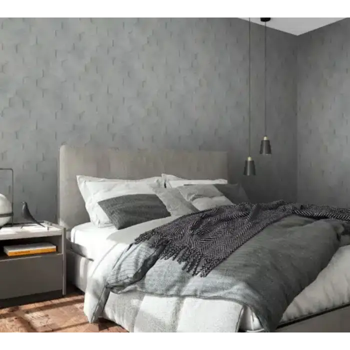 Behang met 3D hexagon print 34160