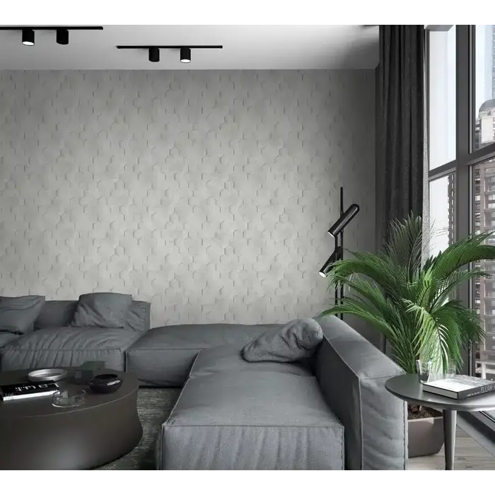 Behang met 3D hexagon print 34159