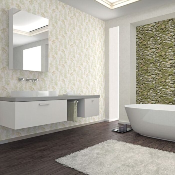 Behang stenen met mos 7336