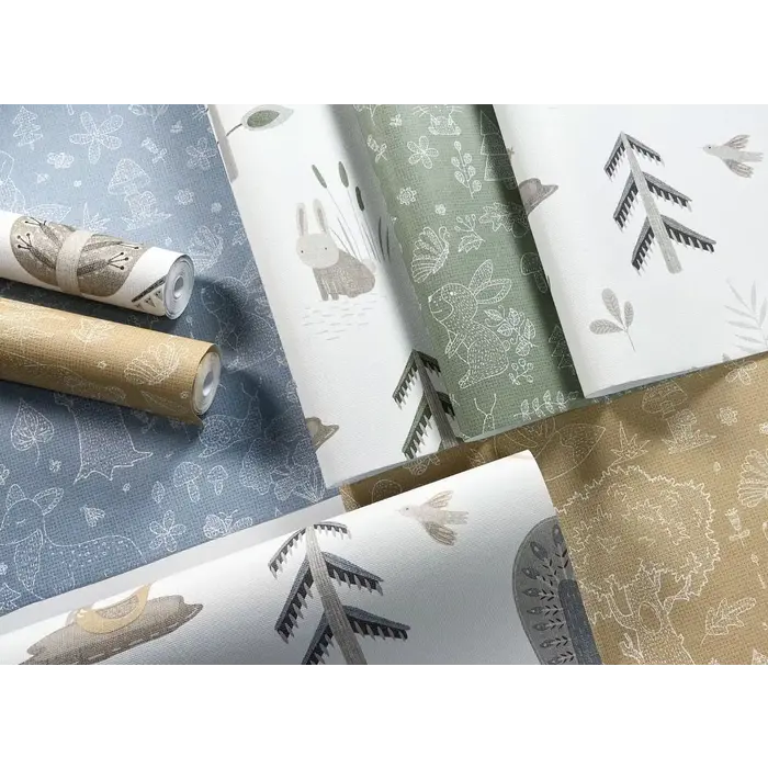 Behang met bosdier silhouetten 14806