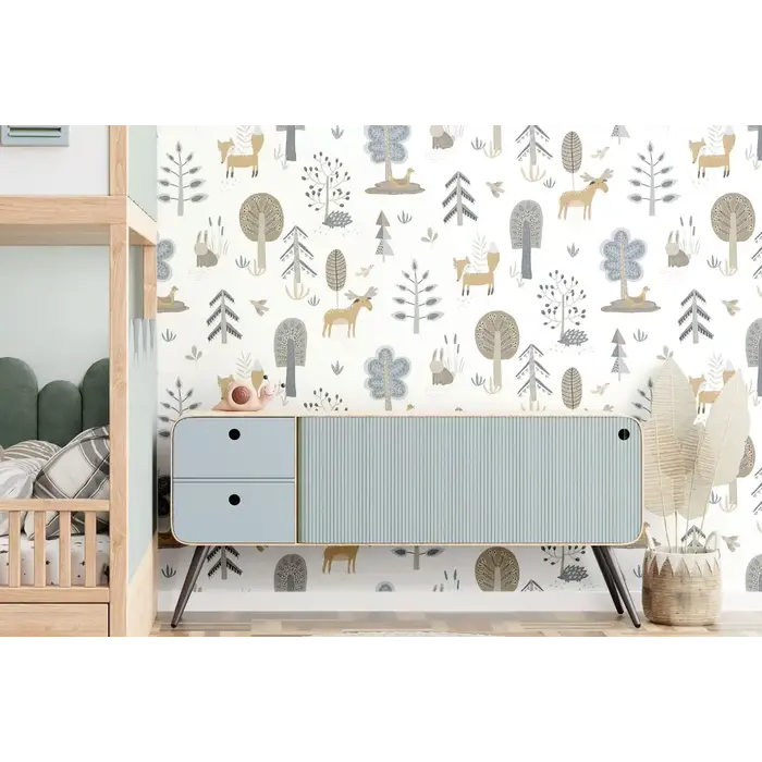 Behang met bosdiertjes 14803