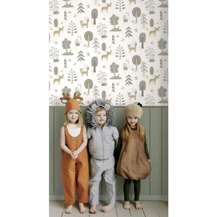 Behang met bosdiertjes 14802
