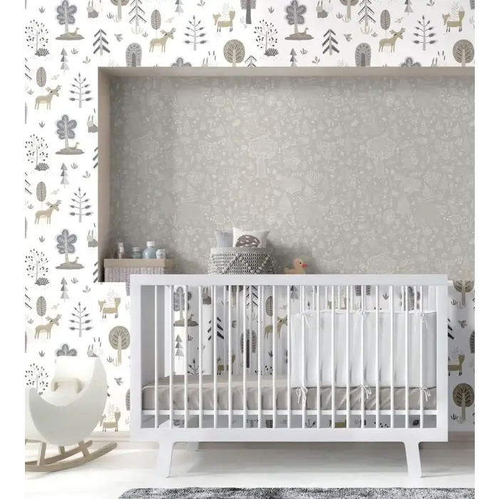 Behang met bosdiertjes 14801