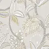 Lichtgrijs behang met gouden en zilveren bladeren 21126