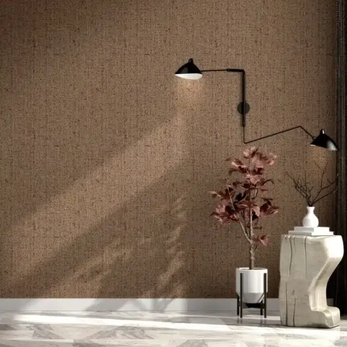 Behang met grove linnen structuur 24458