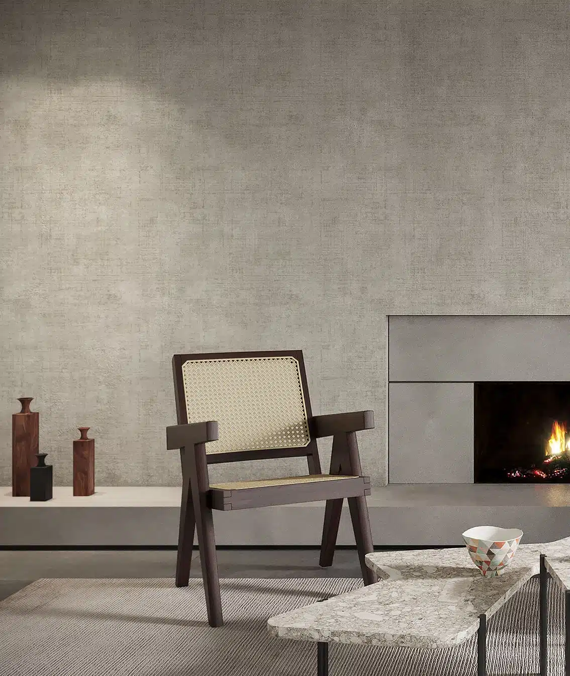 Behang met sleets weefsel structuur 24441