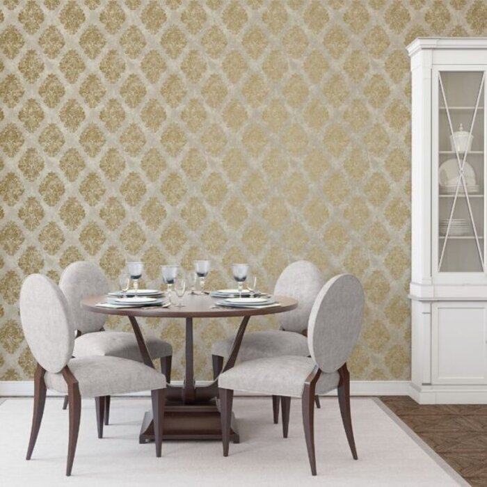 Behang met gouden ornamenten W78228