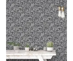 Behang met tempels en tijgers G78510