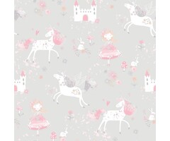 Behang met prinsessen, eenhoorns en kastelen G56525
