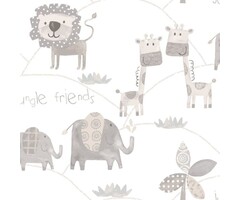 Behang met leeuwen, giraffen en olifanten G56505