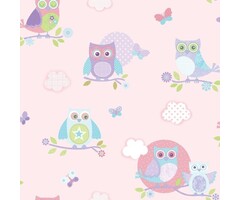 Behang met uiltjes G56036