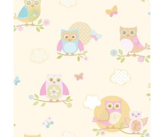 Behang met uiltjes G56035