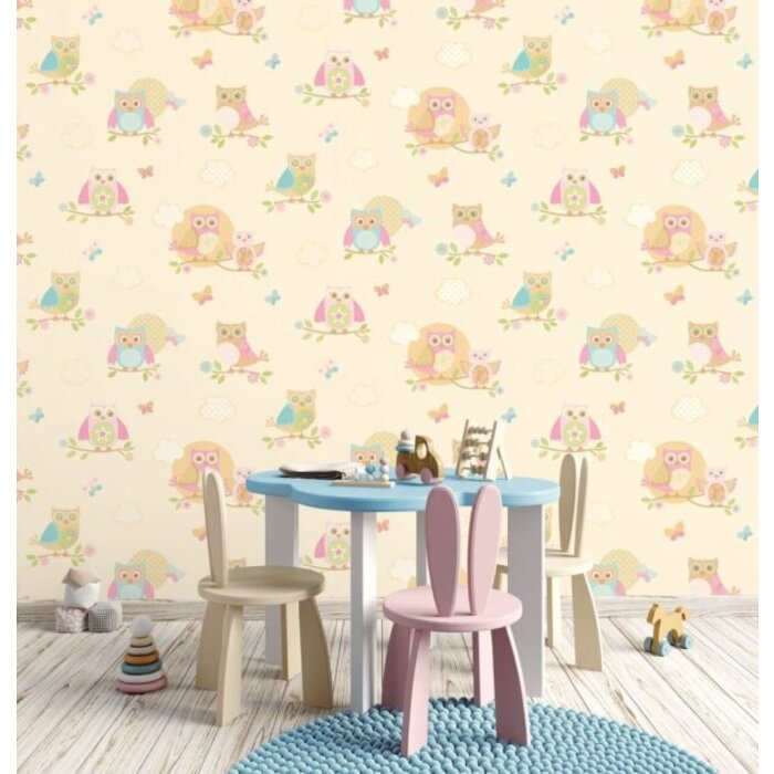 Behang met uiltjes G56035