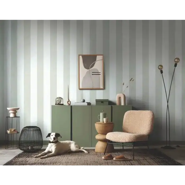 Behang met brede streep 34411