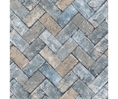 Behang met bakstenen in visgraatverband G45425