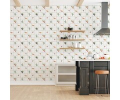 Behang met tegels en fruit G45417