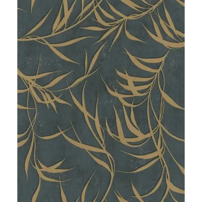 Behang met metallic bladeren 34289