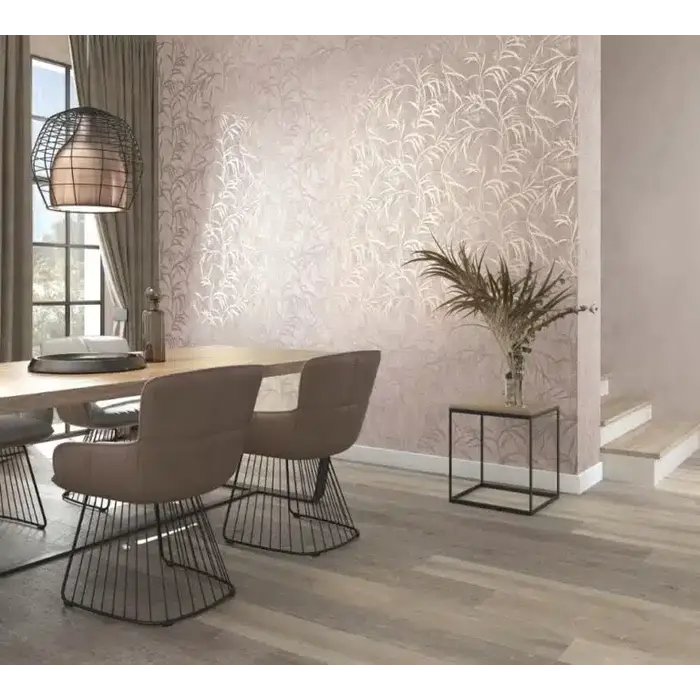 Behang met metallic bladeren 34285