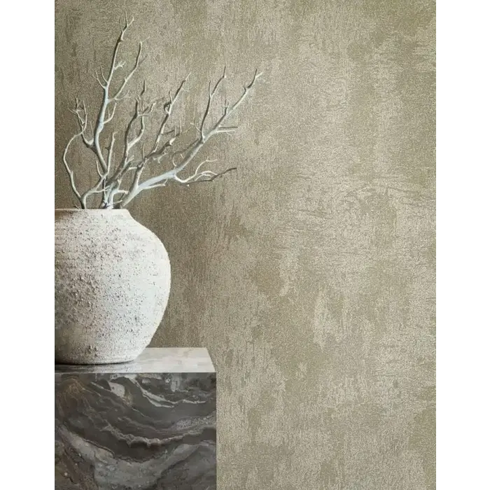 Metallic nikkel behang met structuur 34276