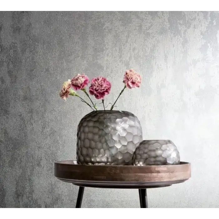 Metallic zilver behang met structuur 34275