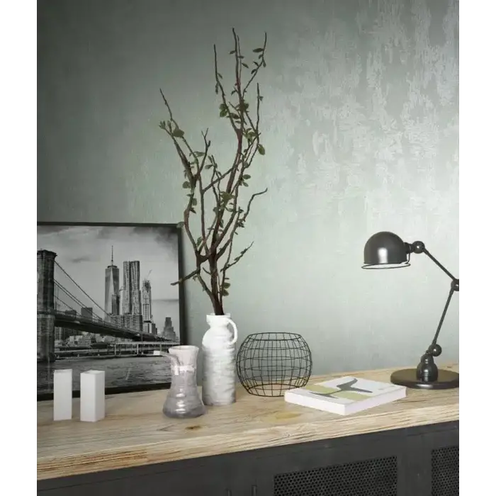 Metallic mint behang met structuur 34273