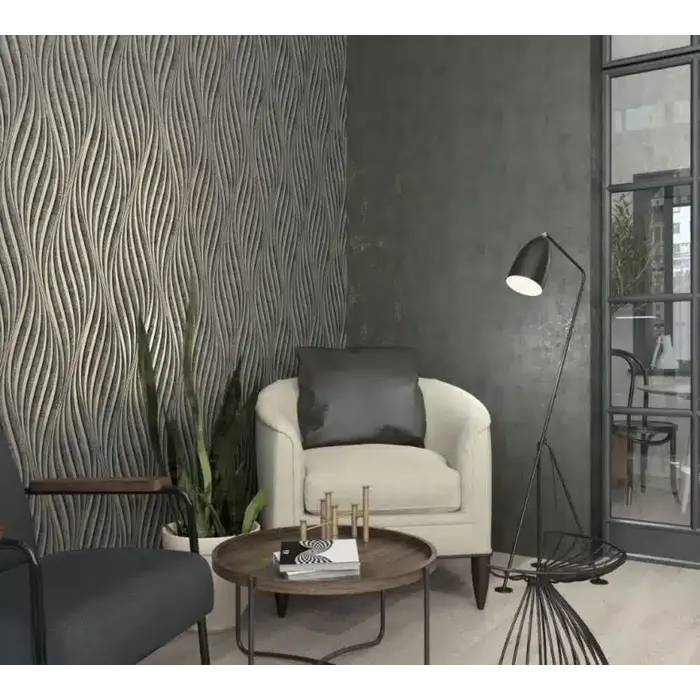 Behang met golvende lijnen 34264