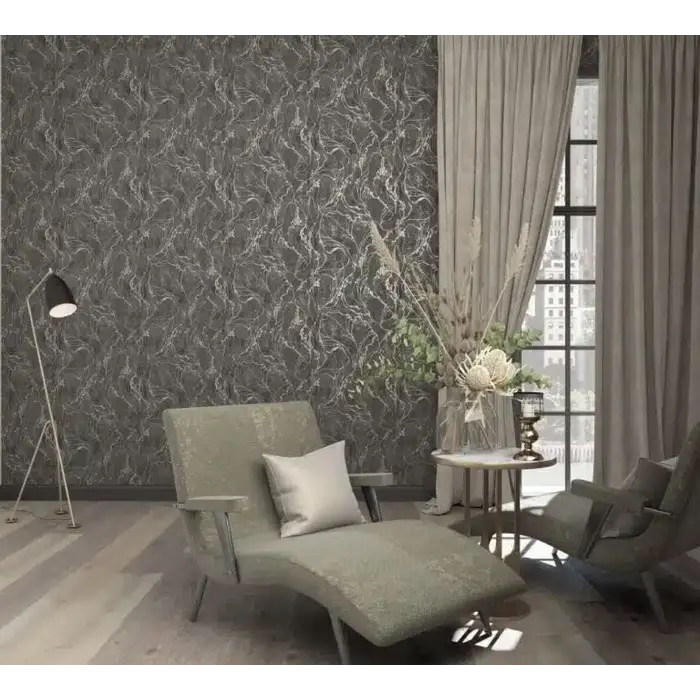 Behang met metallic marmer aderen 34257