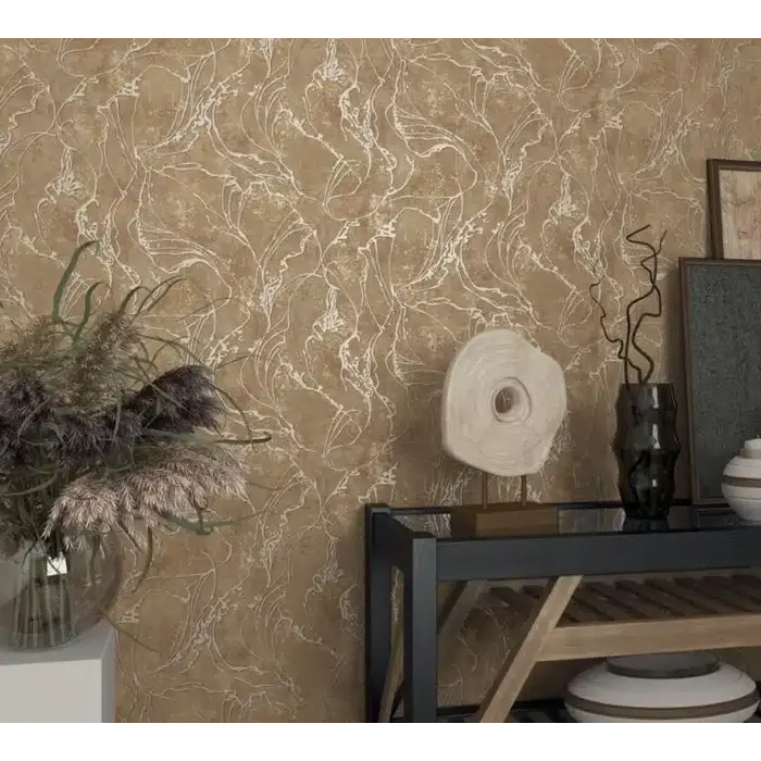 Behang met metallic marmer aderen 34255