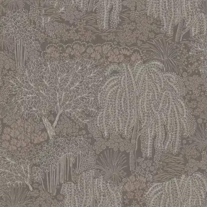 Behang met metallic bomen- en bladerenprint AL26265