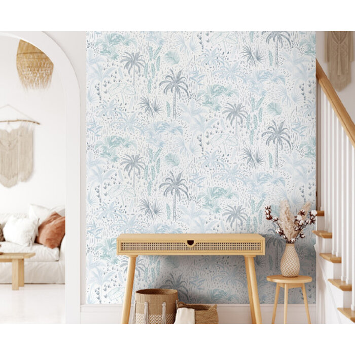 Arty - Palm Trees wit/blauw  A831-01