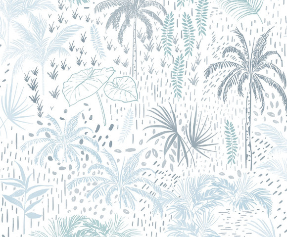 Arty - Palm Trees wit/blauw  A831-01