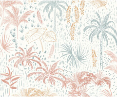 Arty - Palm Trees wit/blauw/oker A831-10