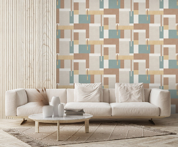 Arty - Blocks grijs/beige/blwgroen M270-02