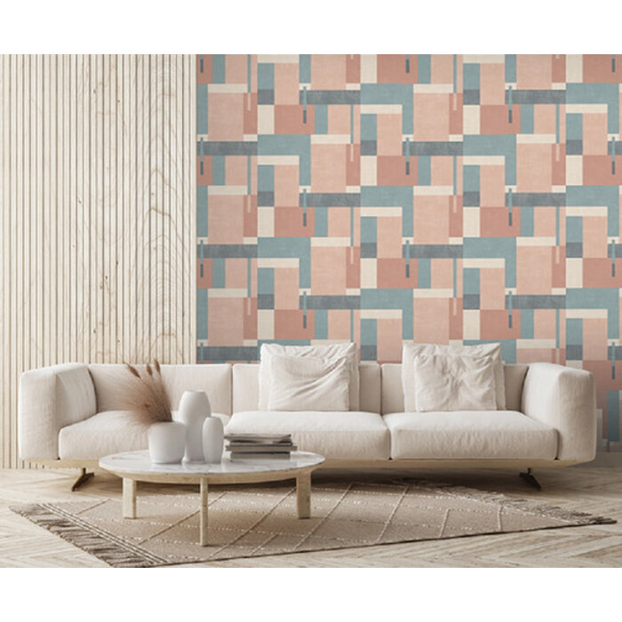Arty - Blocks oudroze/blauw/beige M270-05