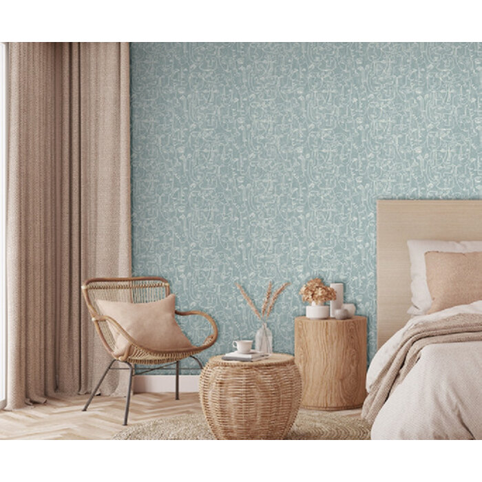 Arty - Faces blauwgroen/wit M412-04