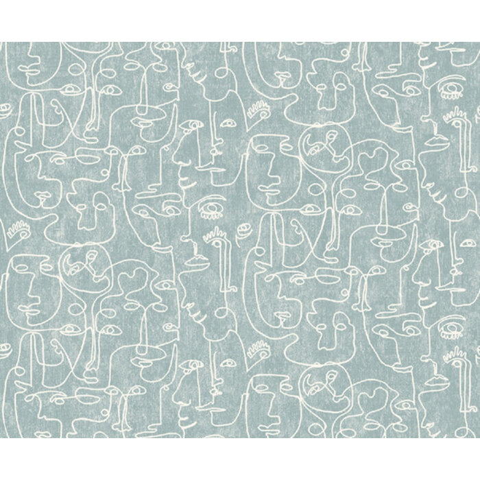 Arty - Faces blauwgroen/wit M412-04